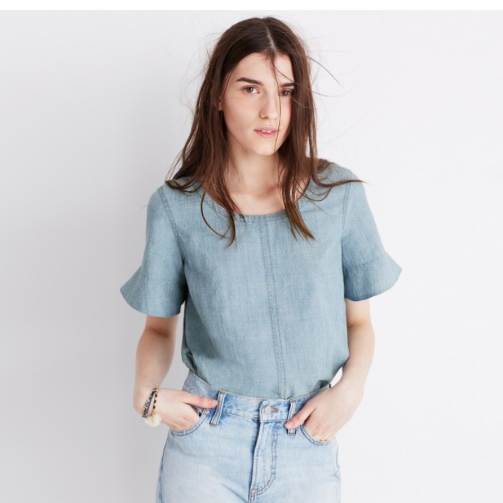 Madewell Chambray Tie-back Top